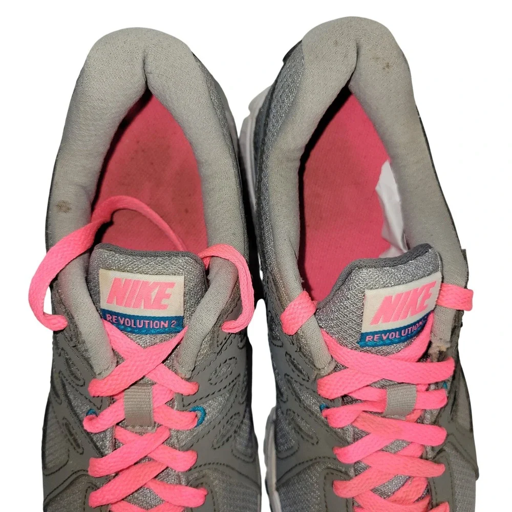 Nike Revolution 2 Running Shoes Womens Size 8 Gray Pink Blue Low Top Sneakers